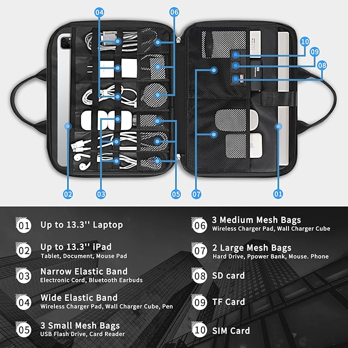 Simpolor 13.3’’ Laptop Case Sleeve, Electronic Organizer Waterproof Laptop Bag - Image 3