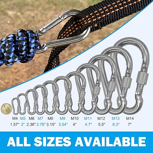304 Stainless Steel Carabiners -2.36 inch Heavy Duty, Durable & Rust-Free Clips - Image 5