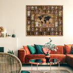 GlikCeil 44 Slots 28 x 23'' Medium World Map Shot Glass Display Case Rustic - Image 6