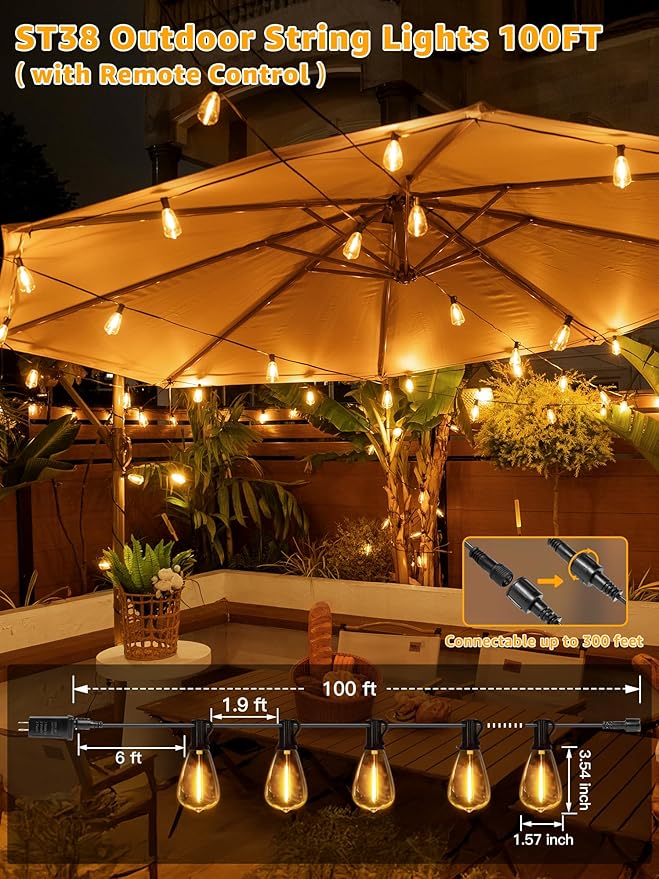 Guhope Outdoor String Lights Dimmable - Image 2