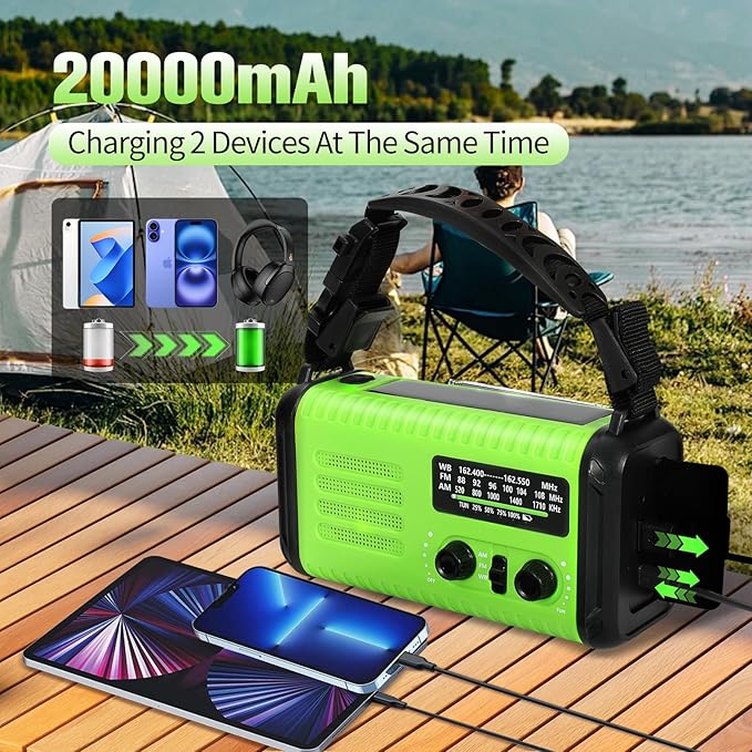 20000mAh / 74000mWh Emergency Crank Radio, NOAA/AM/FM Portable Weather Radio - Image 2