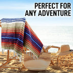 Hydration Nation Authentic Large Handwoven Mexican Striped Throw Blanket - Image 5