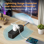 Outdoor Power Strip Weatherproof 6 FT Extension Cord Waterproof Surge Protector - Image 4