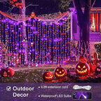 JMEXSUSS 300LED Orange and Purple Halloween Curtain Lights - Image 4