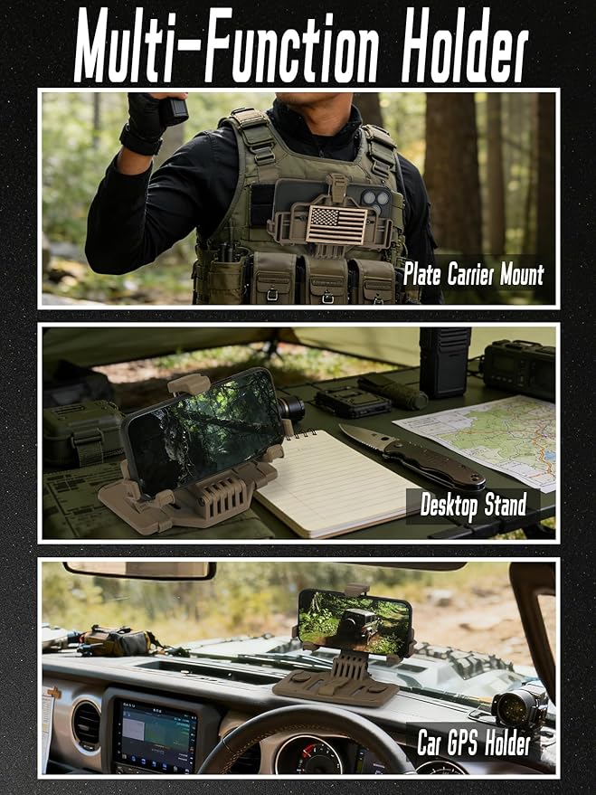Tactical Molle Phone Holder for Plate Carrier Vest, Quick-Release Heavy Duty - Image 3