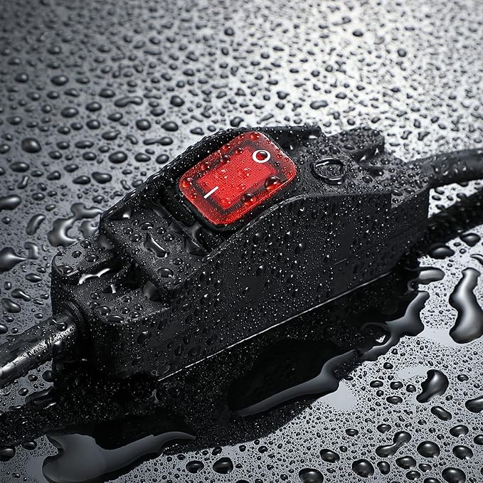 Outdoor Waterproof On/Off Switch Extension Cord, Heavy Duty 125v/250v Black - Image 3