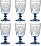 XUWAIDSGN 6Pcs Plastic Vintage Wine Glasses 13.5oz Reusable Embossed Goblet by XUWAIDSGN