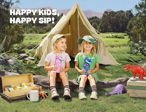 18 oz kids water bottle with straw and handle: Leak Resistant, Keep Cold 24H - Image 2