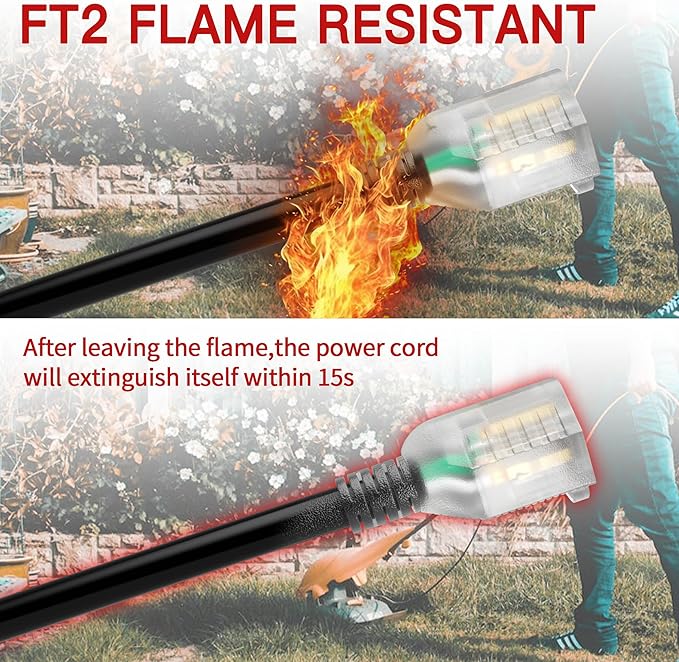15 FT 14/3 Extension Cord Outdoor, Heavy Duty Weatherproof & Flame Retardant - Image 3