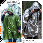 10 Pack Emergency Ponchos with Polyester Film Blanket Liner Waterproof - Image 6