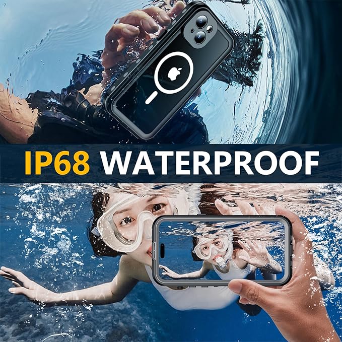 Red2Fire for iPhone 14 Case Waterproof, Phone Case 6.1" Black/Clear - Image 2