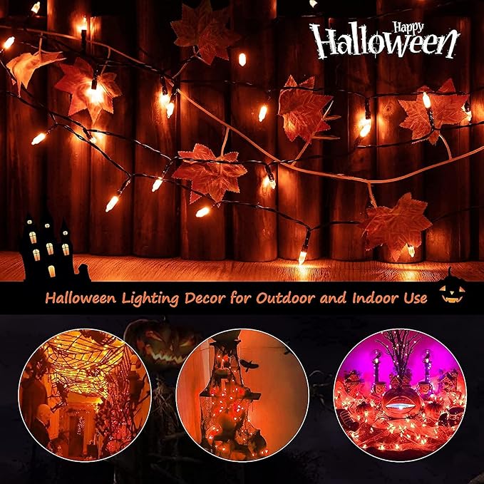 Halloween Orange String Lights Decorations，2 Pack 17.8 Feet 50 LED Battery - Image 6