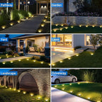 Peasur Mini Solar Ground Lights Outdoor, 12 Pack Flat Solar Powered Disc Lights - Image 6