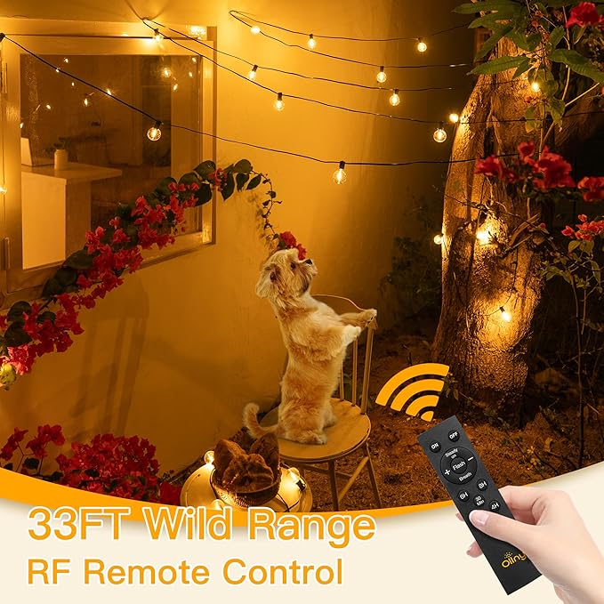 Ollny 35FT Solar Patio Lights, Waterproof Remote Control Dimmable Timers 3Modes - Image 7