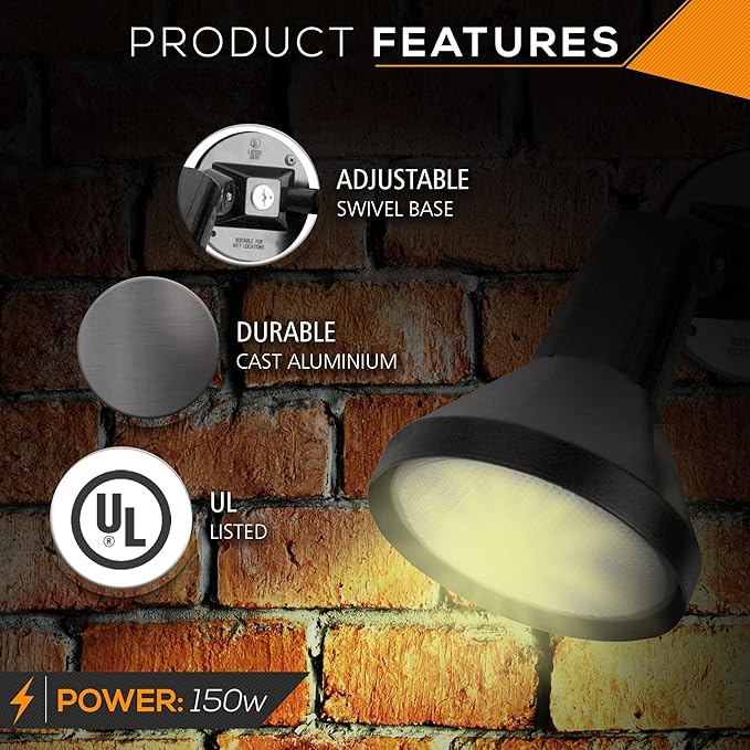 Ciata 15" Outdoor Security Flood Light 2 Head - Image 5
