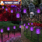 Dynaming 6 Pack Solar Flame Torch Lights Outdoor, Dual Use Flickering Purple - Image 5