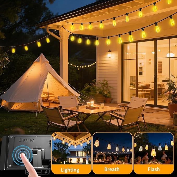 Solar Lights Outdoor Waterproof: ST38 33FT 10M Shatterproof Bulbs Patio Lights - Image 3