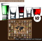 GlikCeil 44 Slots 28 x 23'' Medium World Map Shot Glass Display Case Rustic - Image 3