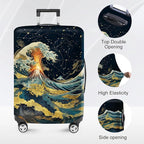 ANNA QUEEN Ocean Waves Travel Luggage Cover -Stretchable Airplane Suitcase - Image 2
