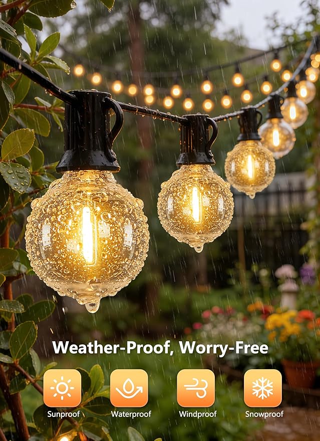 Brightown Outdoor String Lights, 55FT 17 G40 Bulbs Shatterproof Patio Lights - Image 3