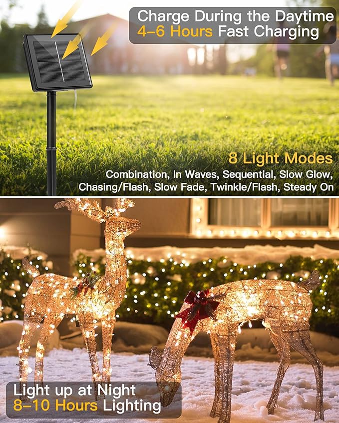 Minetom Solar String Lights, 4 Packs Total 132Ft 400 LED Solar Fairy Lights - Image 2