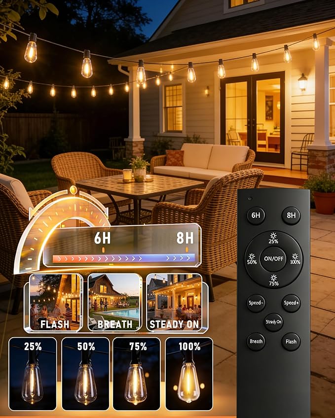 TW SHINE 100 FT Solar String Lights Outdoor, 31+2 LED Waterproof Shatterproof - Image 4