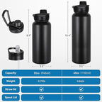 VEGOND 32 oz Insulated Water Bottle Stainless Steel Metal Water Bottles - Image 4