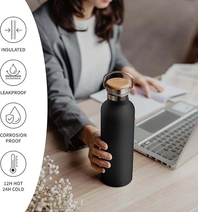 Bambaw Insulated Water Bottle 32 oz, Wide Mouth Stainless Steel Water Bottle - Image 3