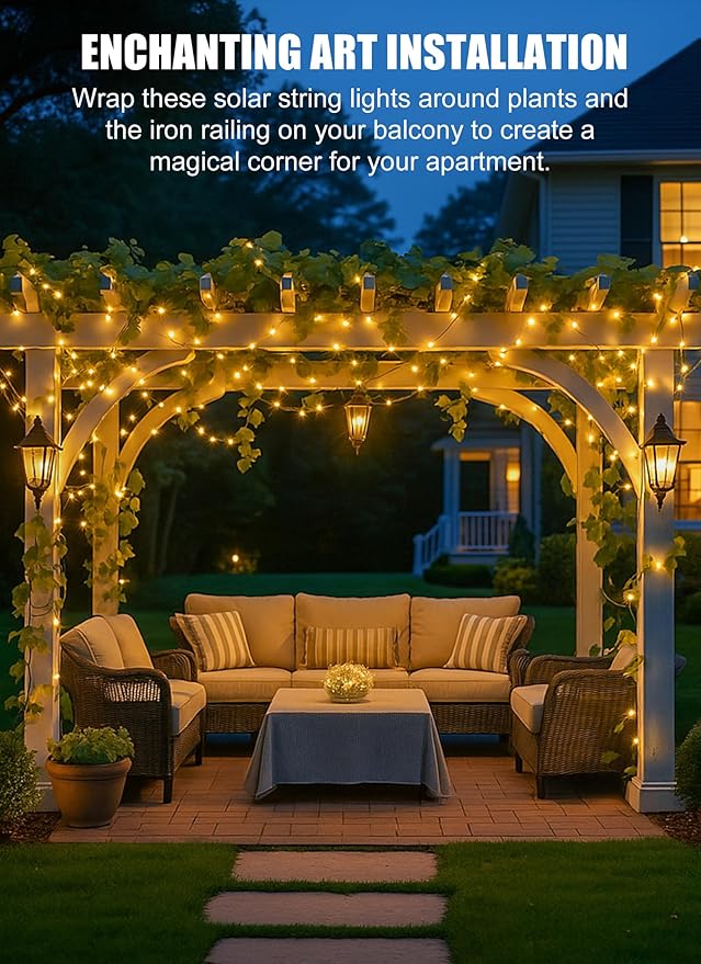 Minetom Solar String Lights, 4 Packs Total 132Ft 400 LED Solar Fairy Lights - Image 4