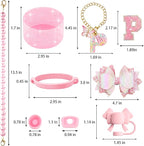 9PCS Pink for Stanley Cup Accessories Set Bling Initials Bow Charms for Stanley - Image 3