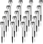 GIGALUMI Solar Lights Outdoor Waterproof, 20 Pack, Stainless Steel LED Solar by GIGALUMI