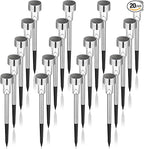 GIGALUMI Solar Pathway Lights, Stainless Steel IP44 Waterproof Auto On/Off by GIGALUMI