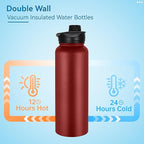 VEGOND 40 oz Insulated Water Bottle Stainless Steel Metal Water Bottles - Image 3