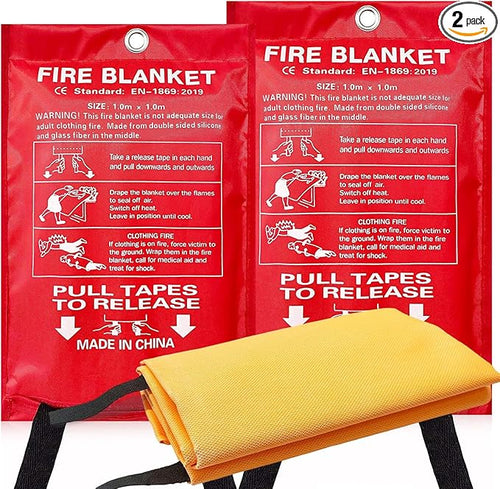 2 Pack Fire Blankets Emergency for Home, 40” x 40” Silicone-Coated Fiberglass by iforyHealthyLiving