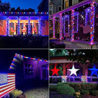 JMEXSUSS 2 Pack Red White and Blue Solar Lights 100LED 33ft Patriot Solar - Image 8