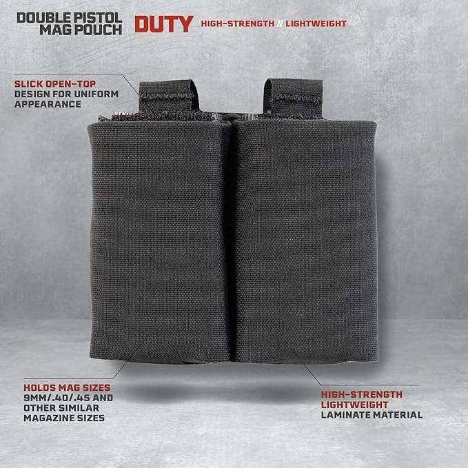 Double Pistol Magazine Pouch, High-Strength Laminate Material, MOLLE Compatible - Image 3