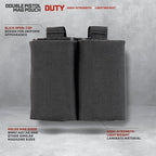 Double Pistol Magazine Pouch, High-Strength Laminate Material, MOLLE Compatible - Image 2