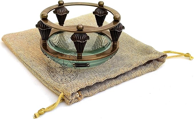 Antique Brass Magnifying Glass Lens - Image 8