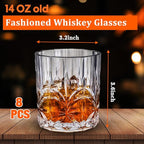 8 Sets Plastic Whiskey Glasses 14 oz Unbreakable Whiskey Drinking Glasses Old - Image 2