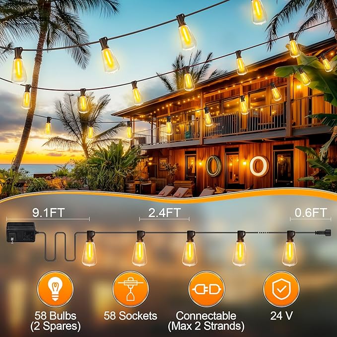 MGVIH Outdoor String Led Patio Lights - 150Ft 45M Outside Waterproof Light ST38 - Image 4