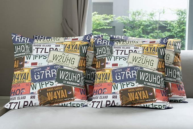 Ambesonne Vintage Decorative Throw Pillow Case Pack of 4, Original Retro Style by Ambesonne