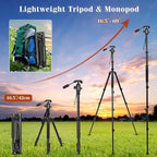 68" Ball Head Camera Tripod & Monopods, 360° Smooth Rotation V-Yoke Rifle - Image 6