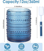 KMIGRUAN Hobnail Drinking Glasses Set of 6, 12oz Blue Vintage Glassware - Image 2