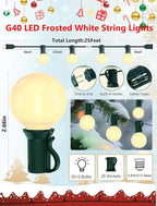 25Ft Outdoor Christmas Lights, Dimmable G40 LED Patio String Lights - Image 2