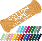 TECEUM Cotton Rope 3/16” – 100 FT – Strong All-Purpose Braided Rope – Natural by TECEUM