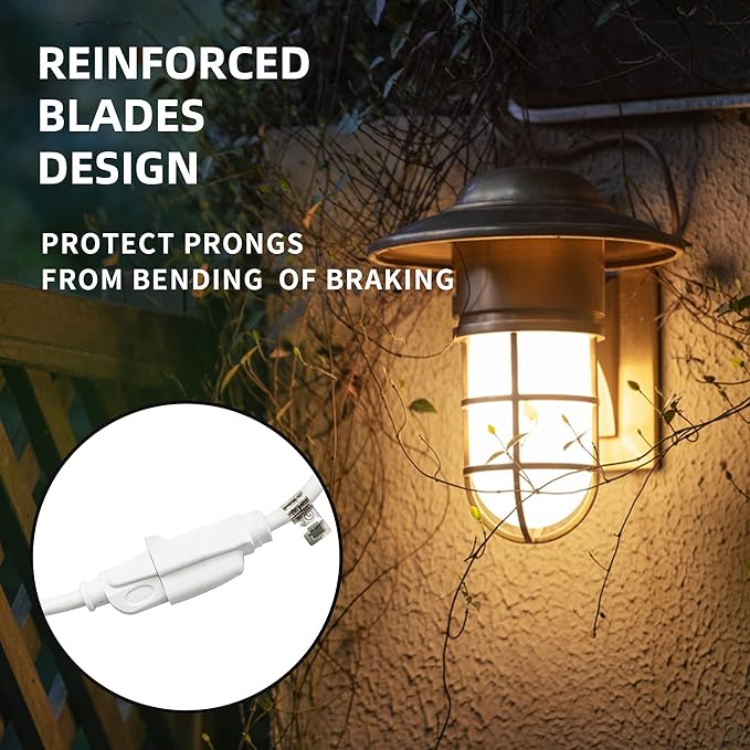 Indoor Outdoor Extension Cord Weatherproof, UL Listed, 16 Gauge 30FT White 3 - Image 5