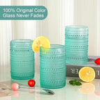 ZMOWIPDL Vintage Glassware Drinking Glasses Set of 6, 15 oz Hobnail Glass Cups - Image 3