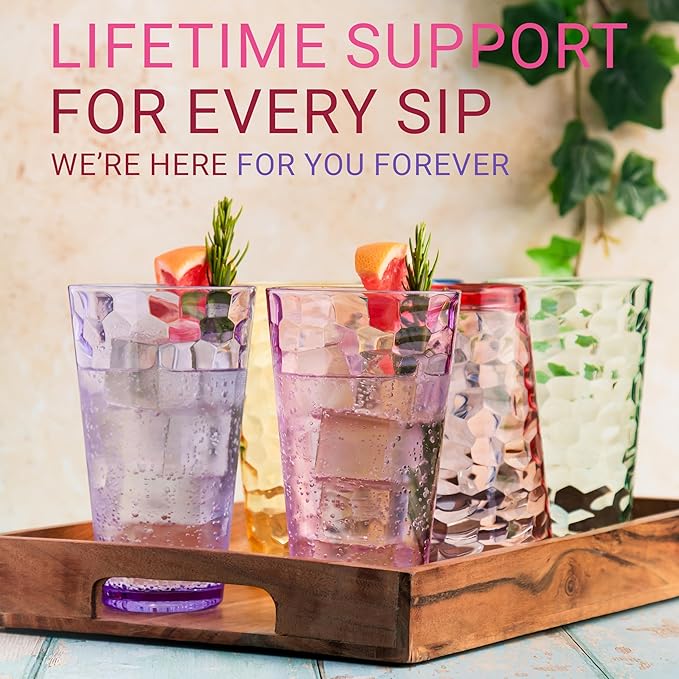 Bravario Hammered Plastic Drinking Tumbler, Dishwasher-Safe Premium Quality - Image 6