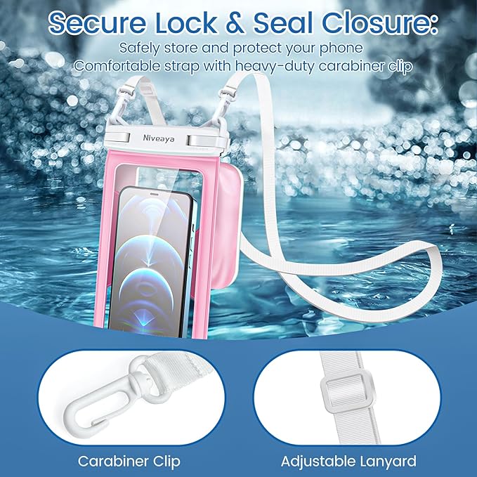 Niveaya [Floatable Floating Waterproof Phone Pouch 2 Pack-Up to 8.5", Large - Image 6