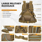 50L Military Tactical Backpack 3 Day Assault Pack Molle Daypack Hiking Backpack - Image 4